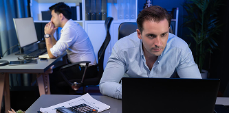 Man stressed at desk